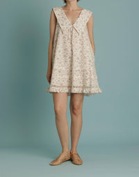 Aureum Sailor Collar Floral Mini Dress in beige - women's dress - view 4
