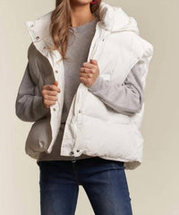 Adora - Front Zip Up Puffy Hoodie Vest