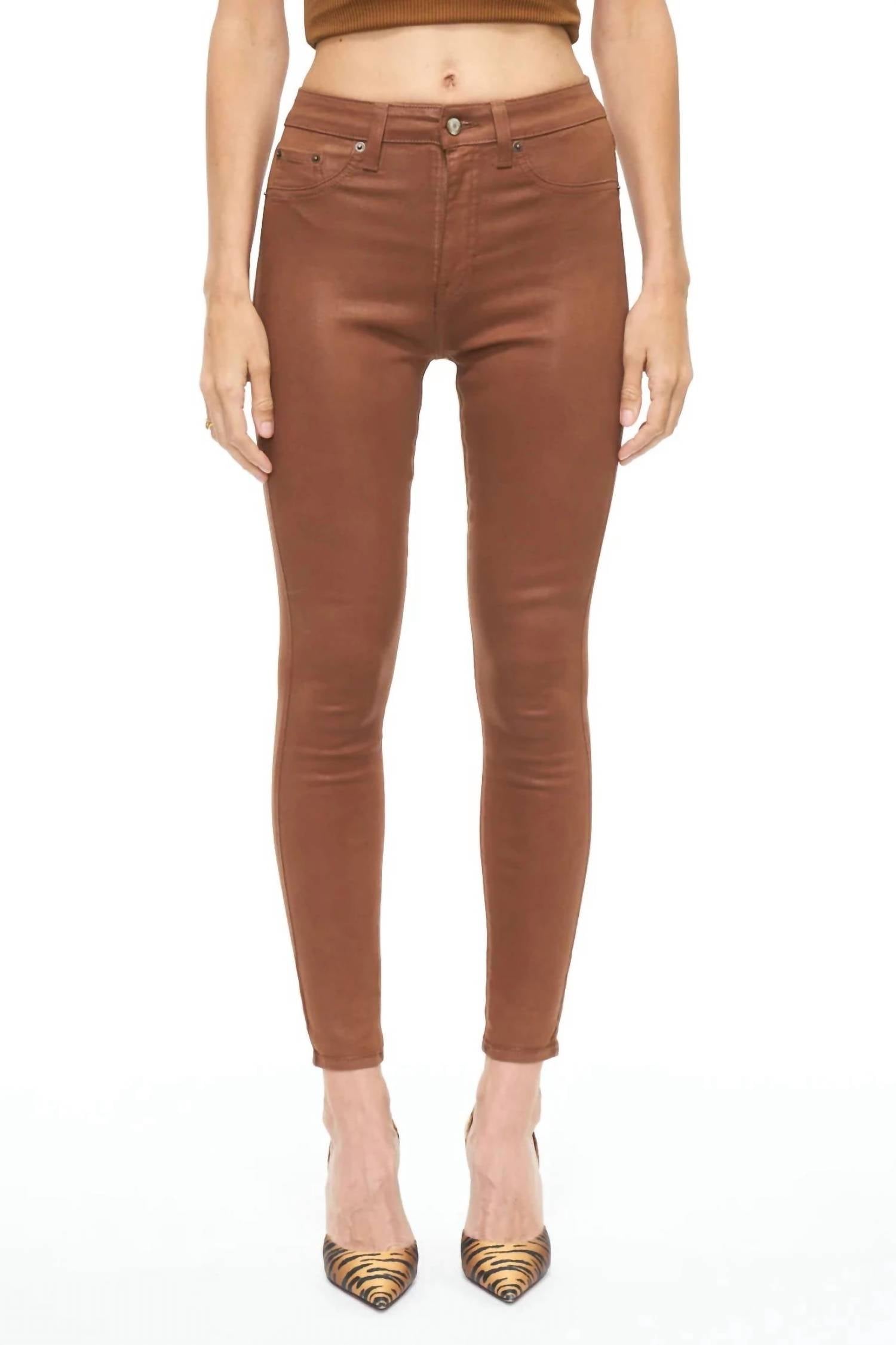 PISTOLA Aline Skinny Denim in coated cognac - women's jeans