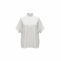 Elliott Lauren Mock Neck Short Sleeve Top in cream - women's t-shirt - detail view