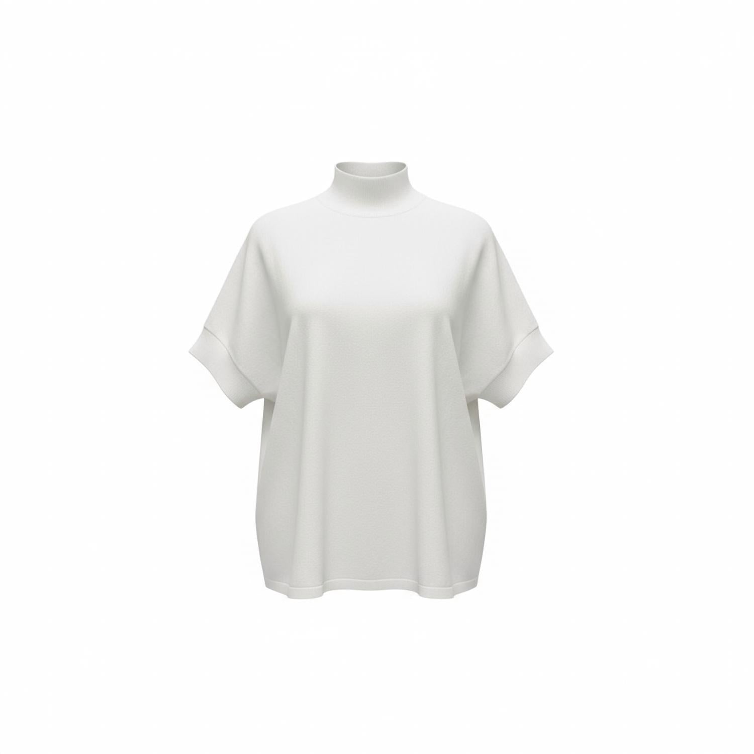 Elliott Lauren Mock Neck Short Sleeve Top in cream - women's t-shirt - detail view