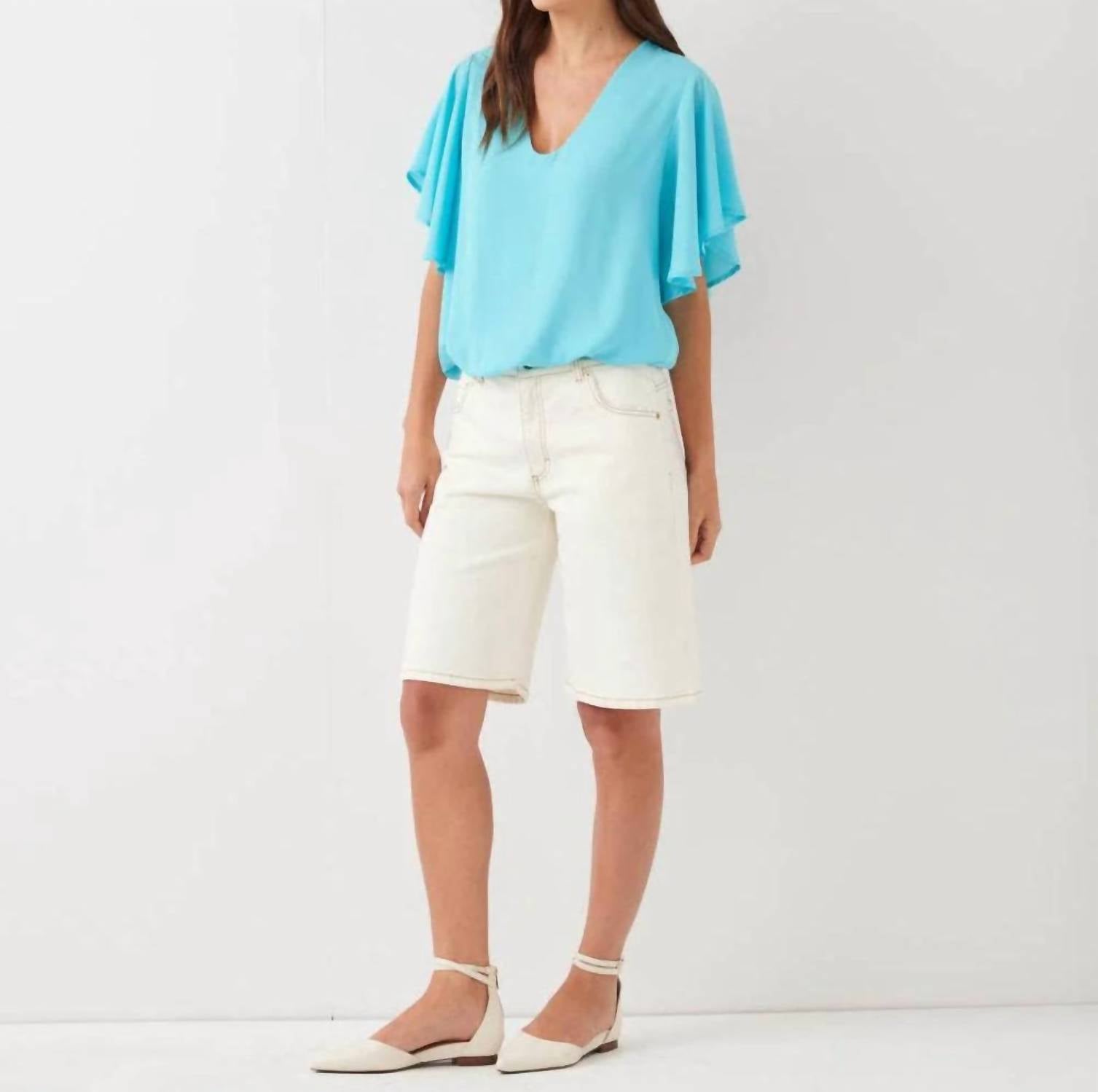 Karen Kane - Flutter Sleeve V-neck Top - Petite
