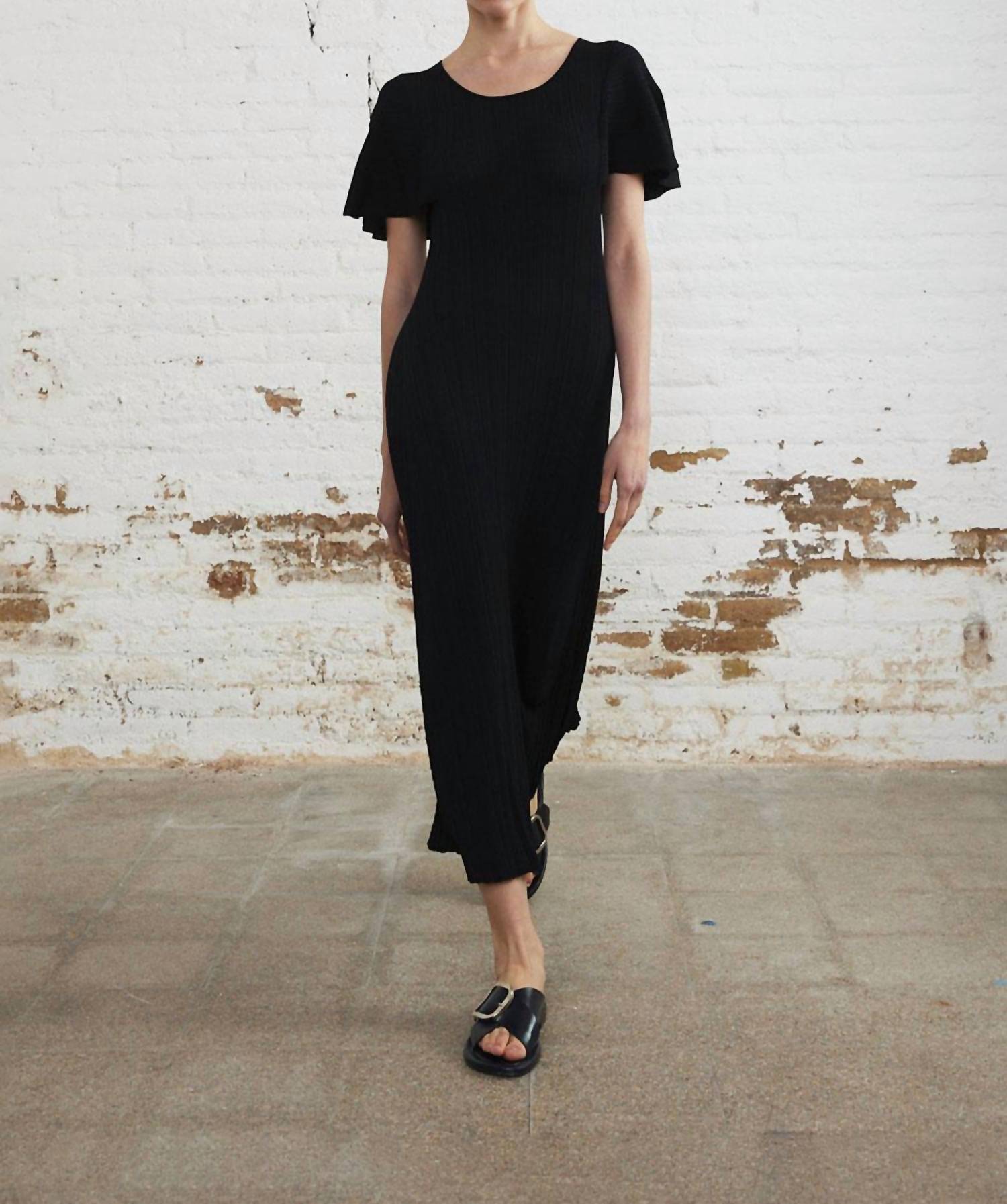 SITA MURT Rib Knit Long Midi Dress in black - women's dress