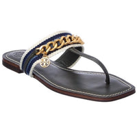 TORY BURCH Women's Mini Benton Chain Thong Sandals in poblano - women's sandal
