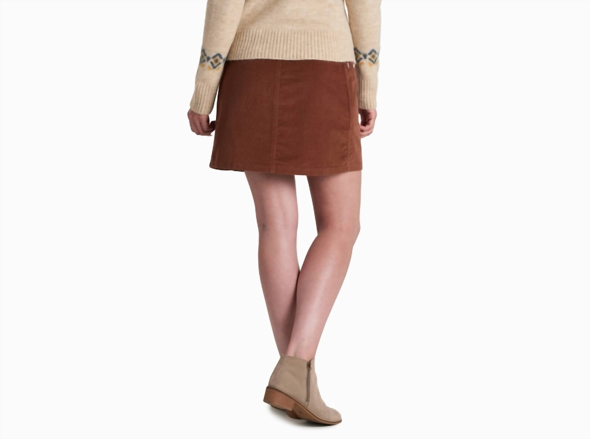 KUHL Lydia™ Cord Skirt in mocha - women's skirt - detail view
