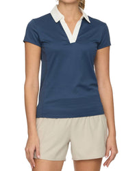 Flags & Anthem Colorblock Pique Top in navy - women's blouse