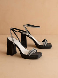 Oasis Society - Women's Suva Rhinestone And Reptile Print Strappy Heels