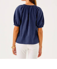 Lilly Pulitzer Calais Short Sleeve Top in sapphire pool 1 - women's blouse - alternate view