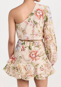 HEMANT & NANDITA Short Dress With Belt in beige - women's dress - detail view