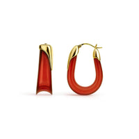 Gold & Honey - Women's Sculpted U Lucite Birthstone Hoop Earrings