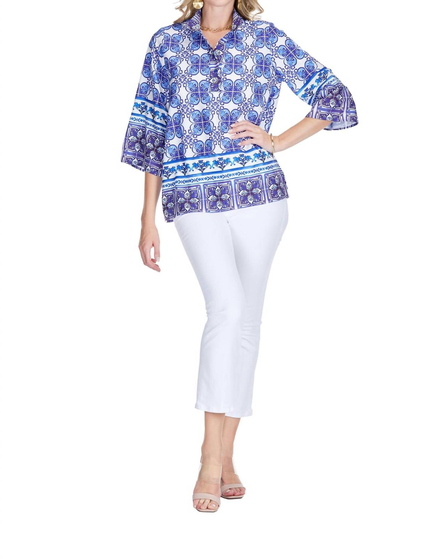 Jade Melody Tam - Quarter Sleeves Placket Tunic