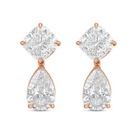 Diana M Jewels - Women's Cushion & Pear Lab-grown Diamond Stud Earrings (12.00 Tcw) - Luxe