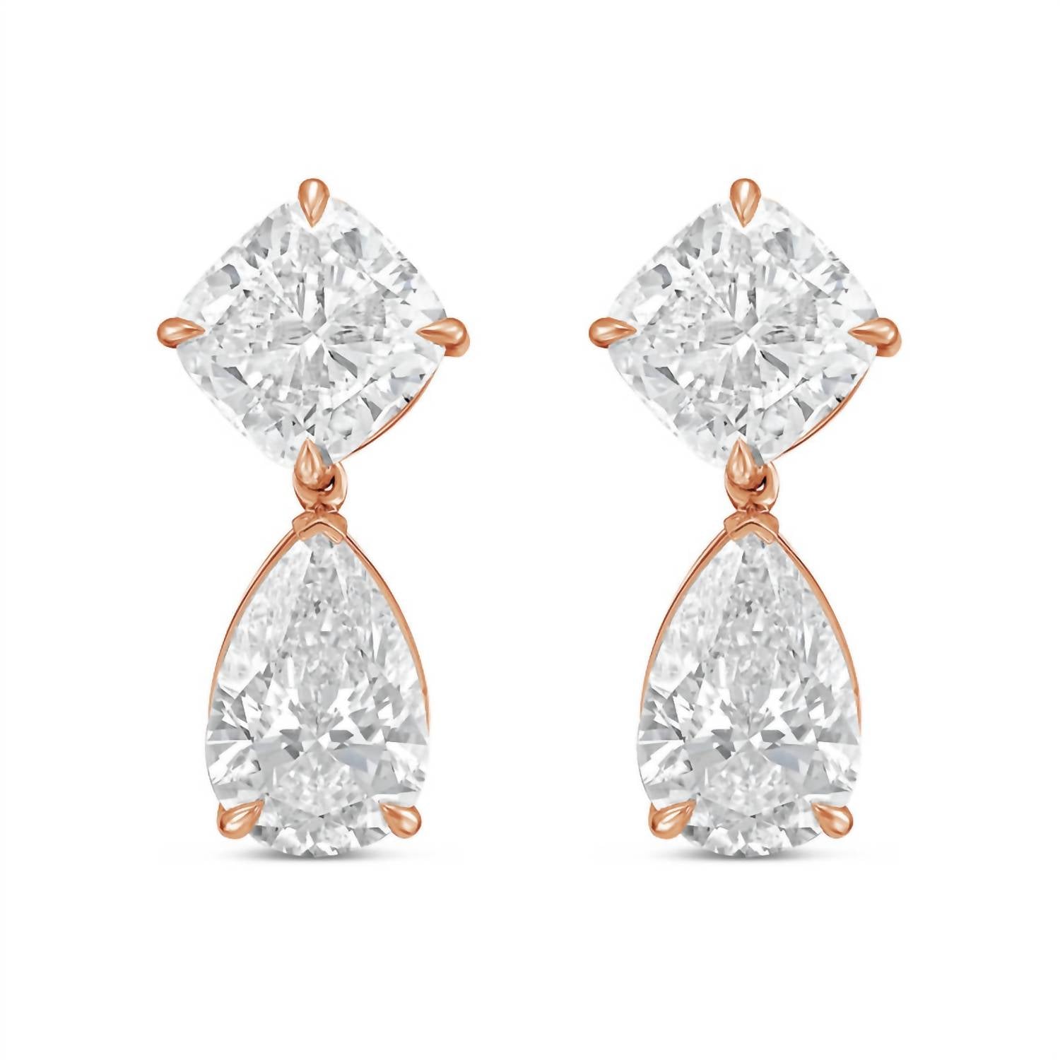 Diana M Jewels - Women's Cushion & Pear Lab-grown Diamond Stud Earrings (12.00 Tcw) - Luxe