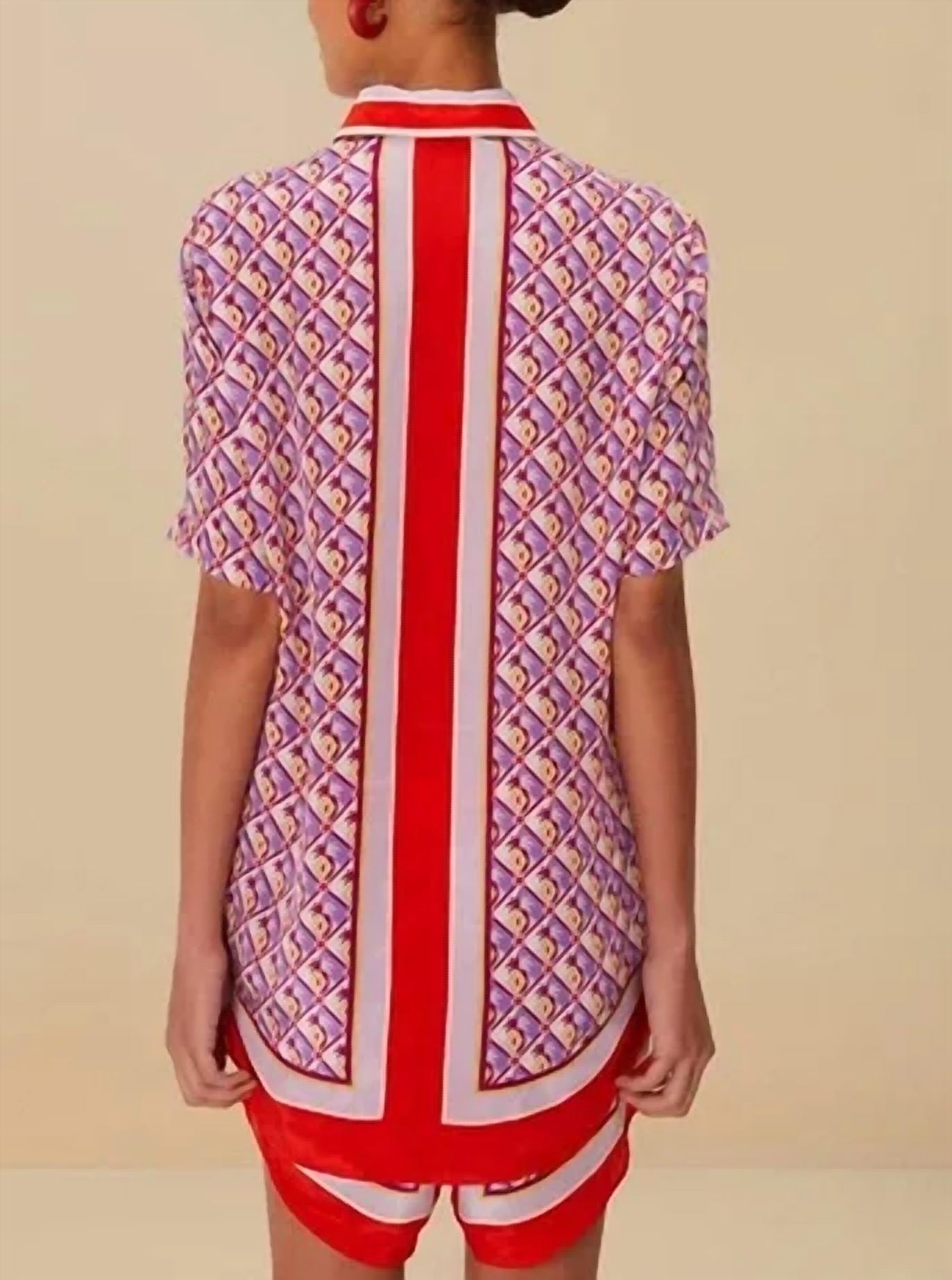 Farm Rio - GRAPHIC PINEAPPLE SCARF SHIRT