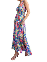 Easel - Tropical Print Peach Blossom Maxi Dress