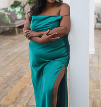Kilo Brava - Satin Maxi Cowl Slip Dress - Plus Size