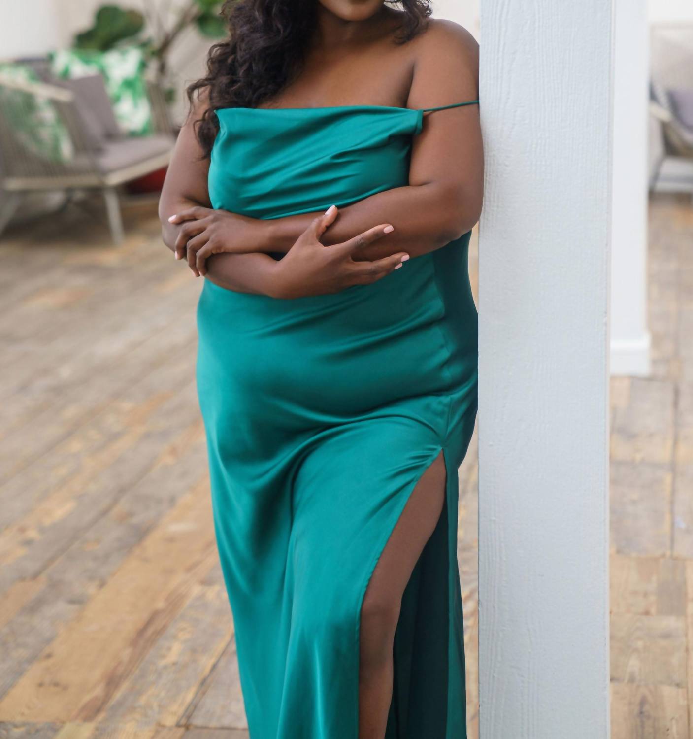 Kilo Brava - Satin Maxi Cowl Slip Dress - Plus Size