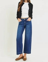 Risen - Mid Rise Ankle Wide Leg Jeans