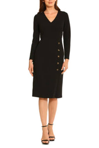 Maggy London - Long Sleeve Button Detail Dress
