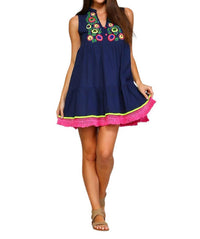 Velzera - Beaded And Fringe Bohemian Mini Dress - Plus