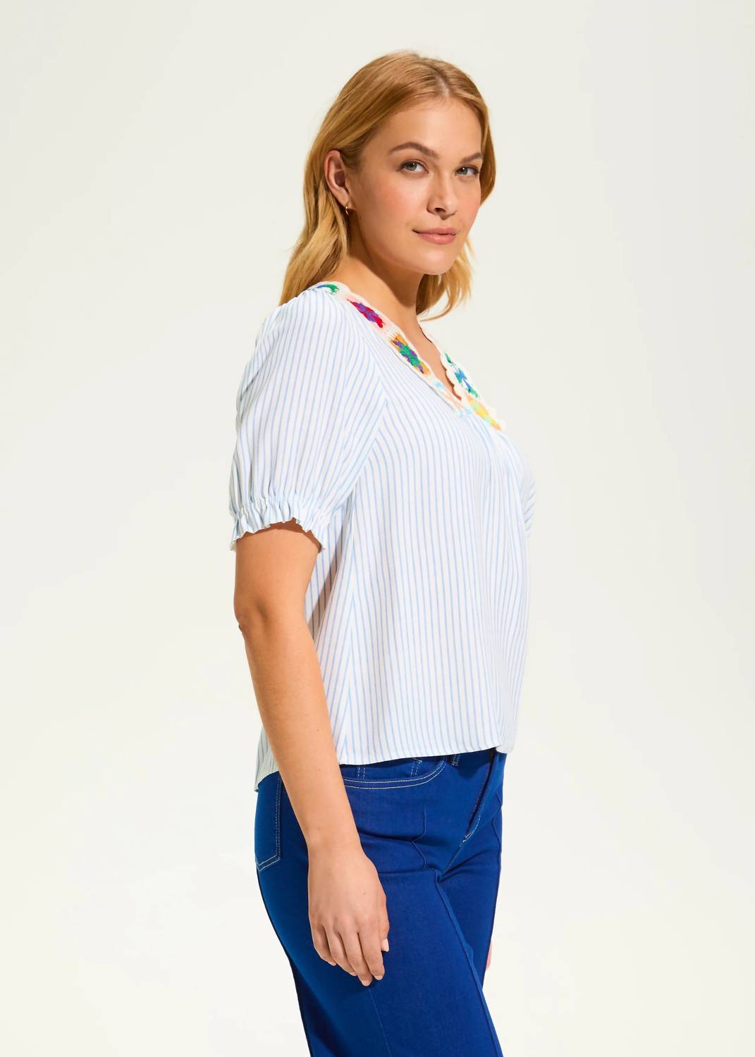 Fdj - Women's Vina V-neck Crochet Trim Blouse