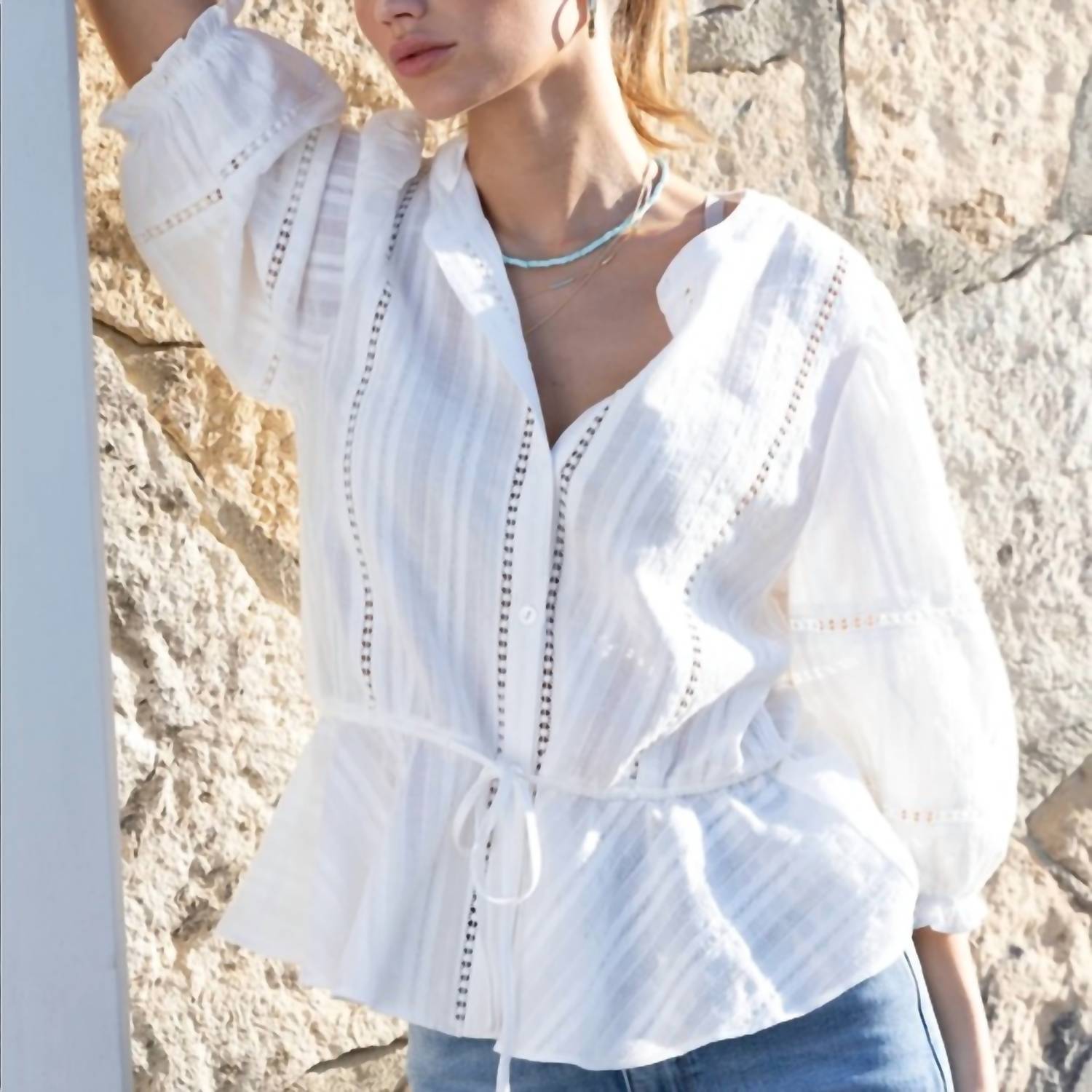 Dylan by True Grit Women's Tara Blouse in white - women's blouse