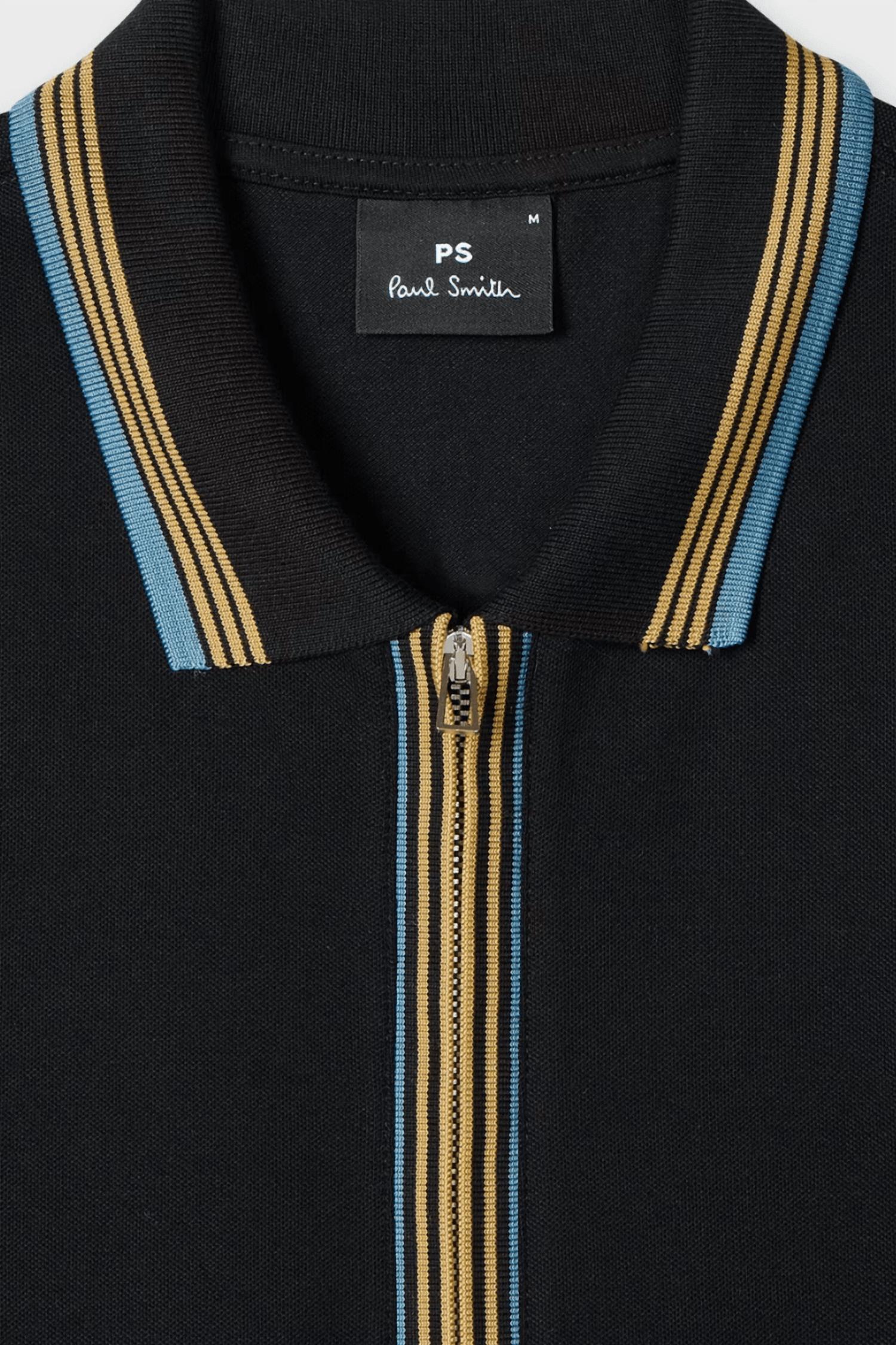 Paul Smith - Contrast Tipping Full-zip Long-sleeve Polo Shirt