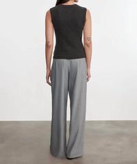 Enza Costa Sleeveless Crew Top in charcoal - women's blouse - alternate view