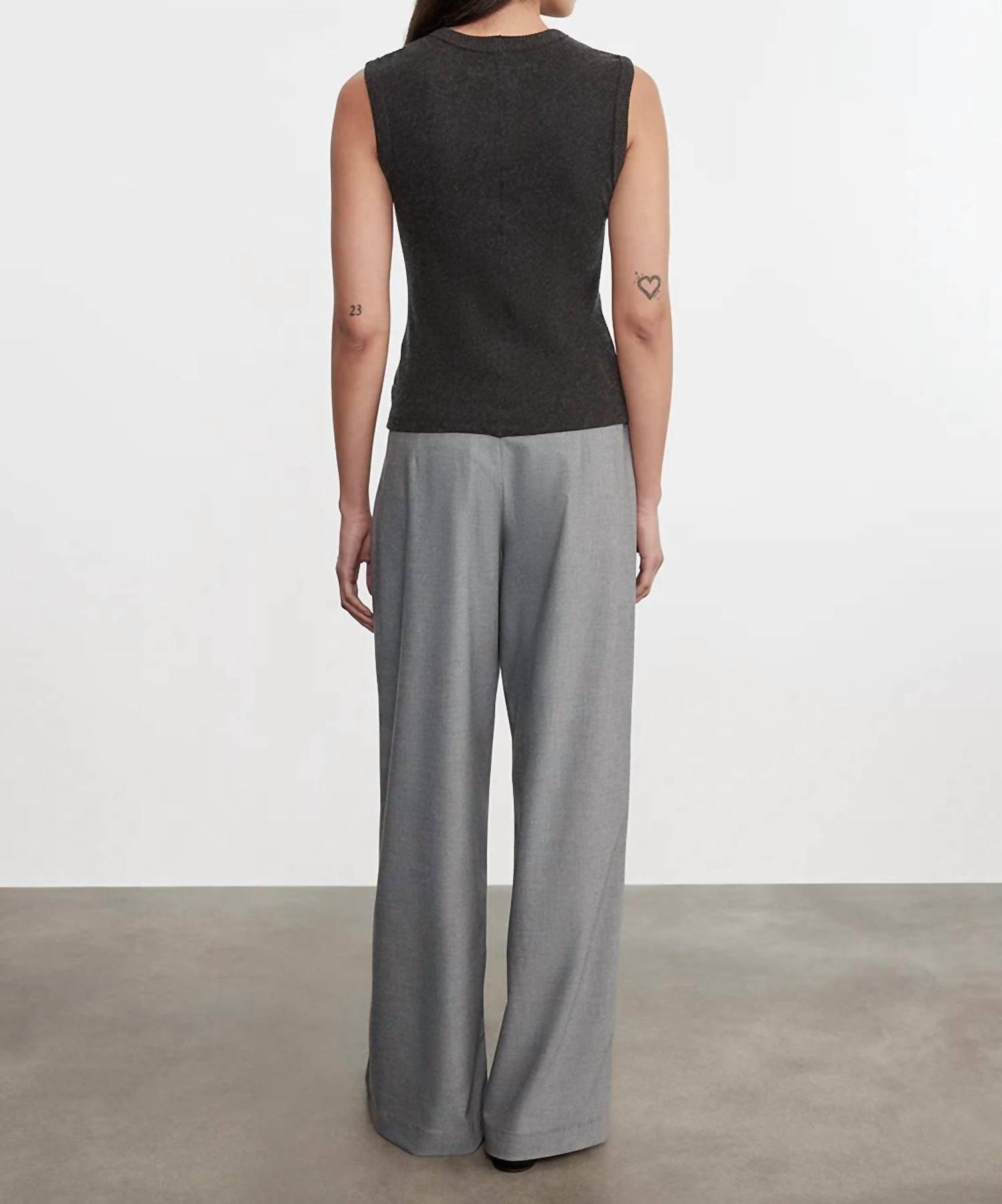 Enza Costa Sleeveless Crew Top in charcoal - women's blouse - alternate view
