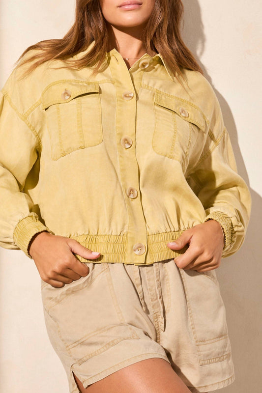 Tribal - Elastic Waist Button Front Jacket