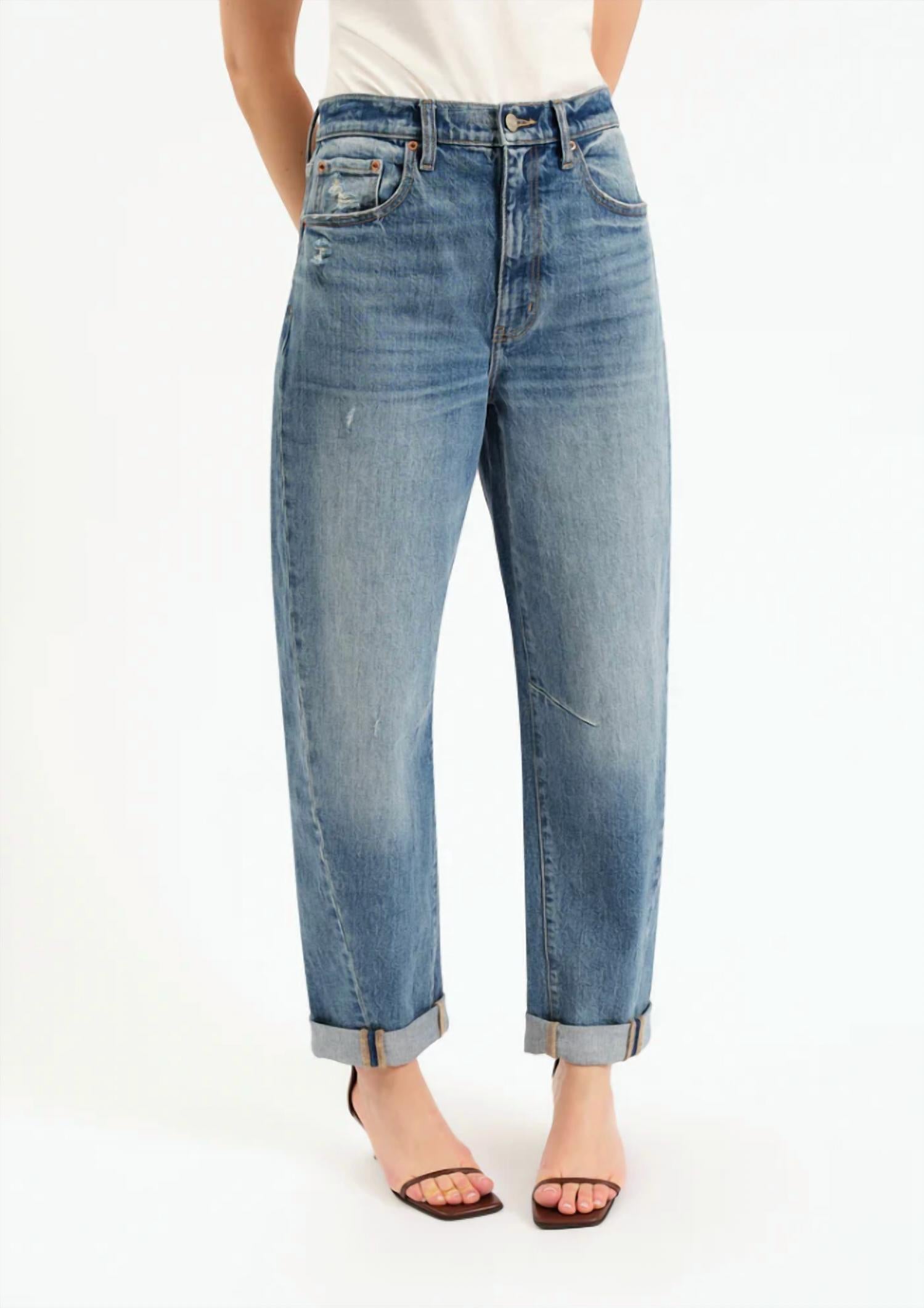 DAZE Venice Barrel Leg Jeans in the blues 2 - women's jeans