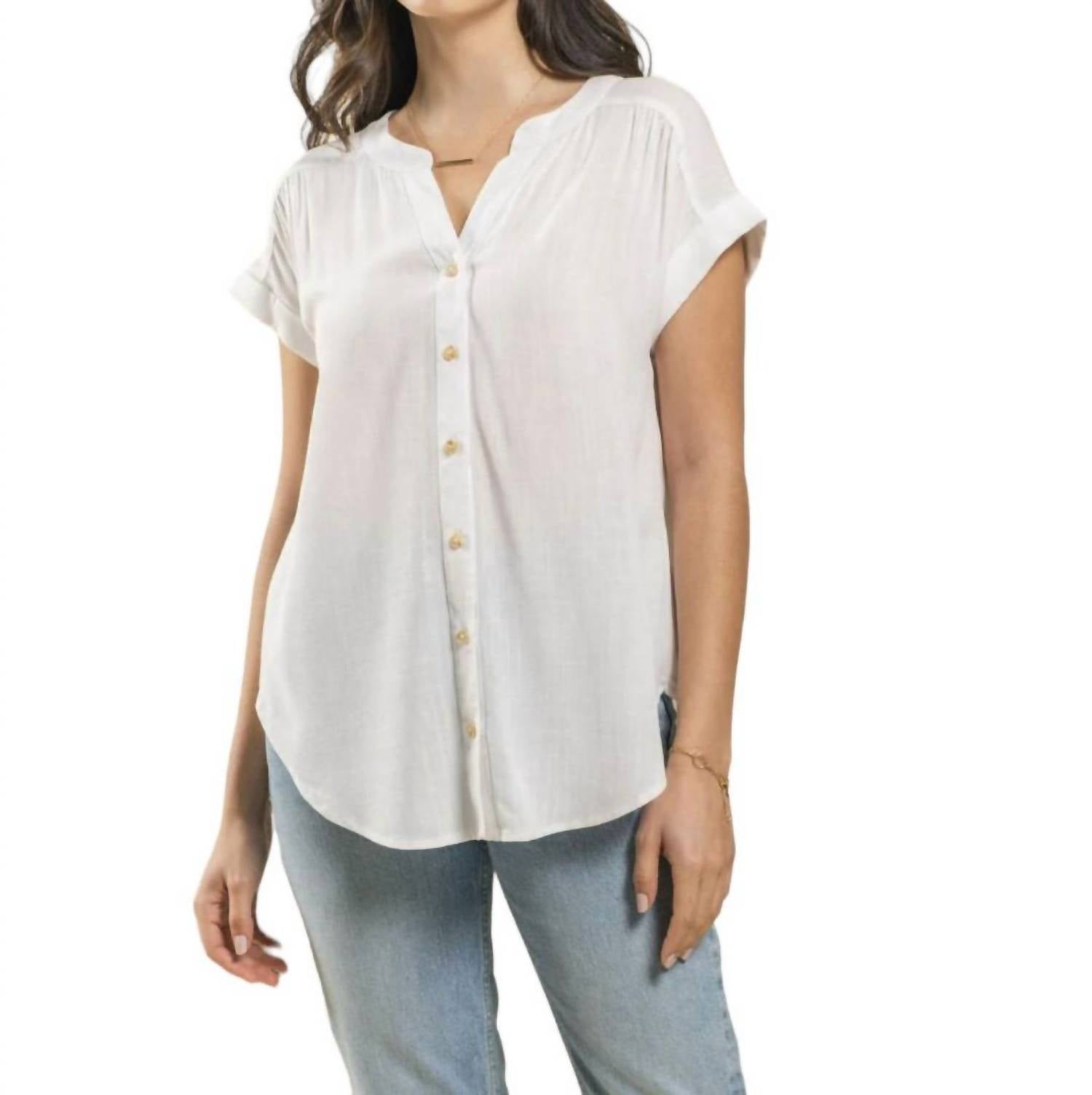 Blu Pepper - Rolled Sleeve Button Down Top
