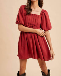 In-Loom - Sweetheart Puff Sleeves Mini Dress