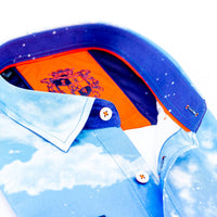 Eight X - Men's Sky Print Button Down With Trim Shirt