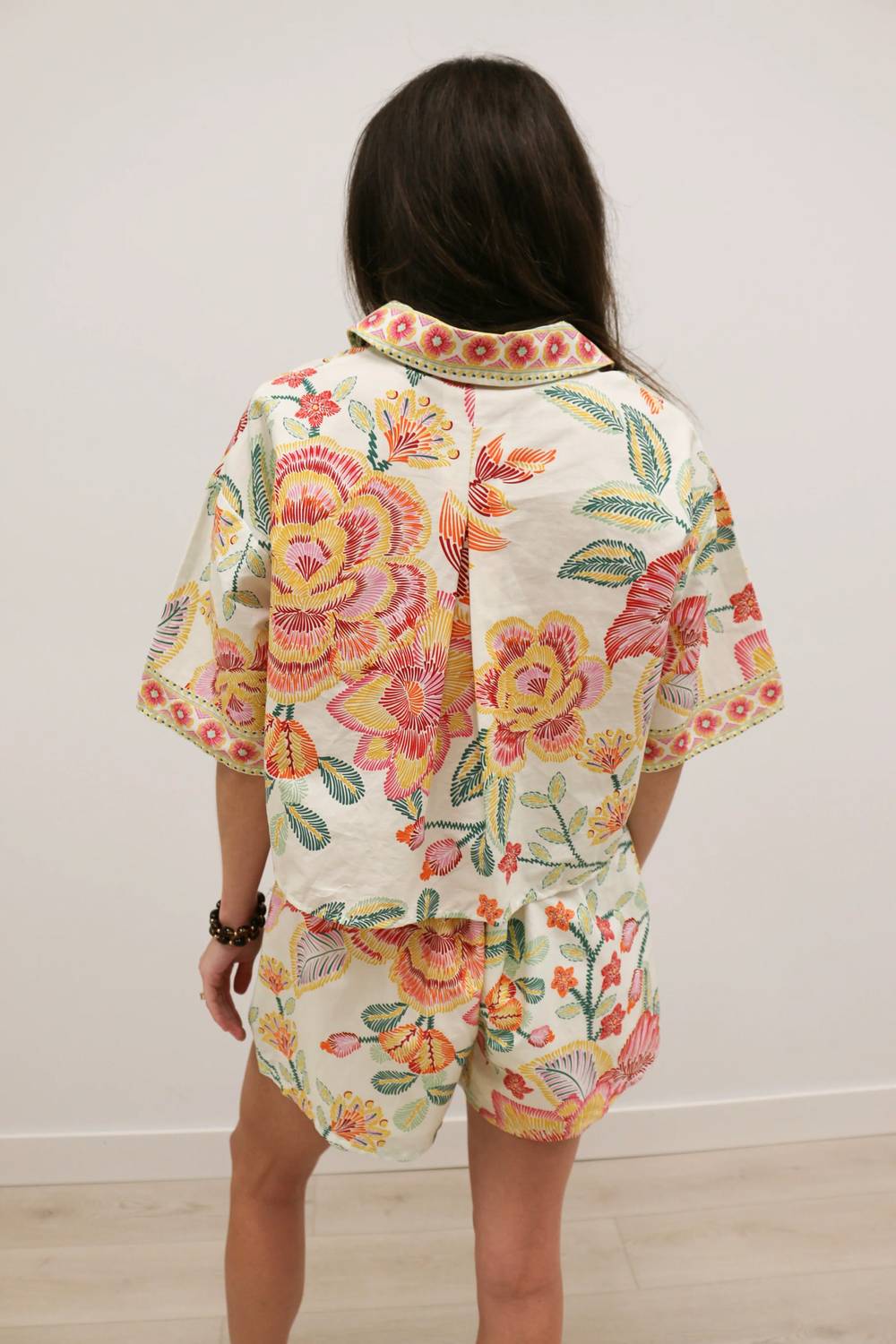 Entro - Seychelles Tropical Print Collared Top