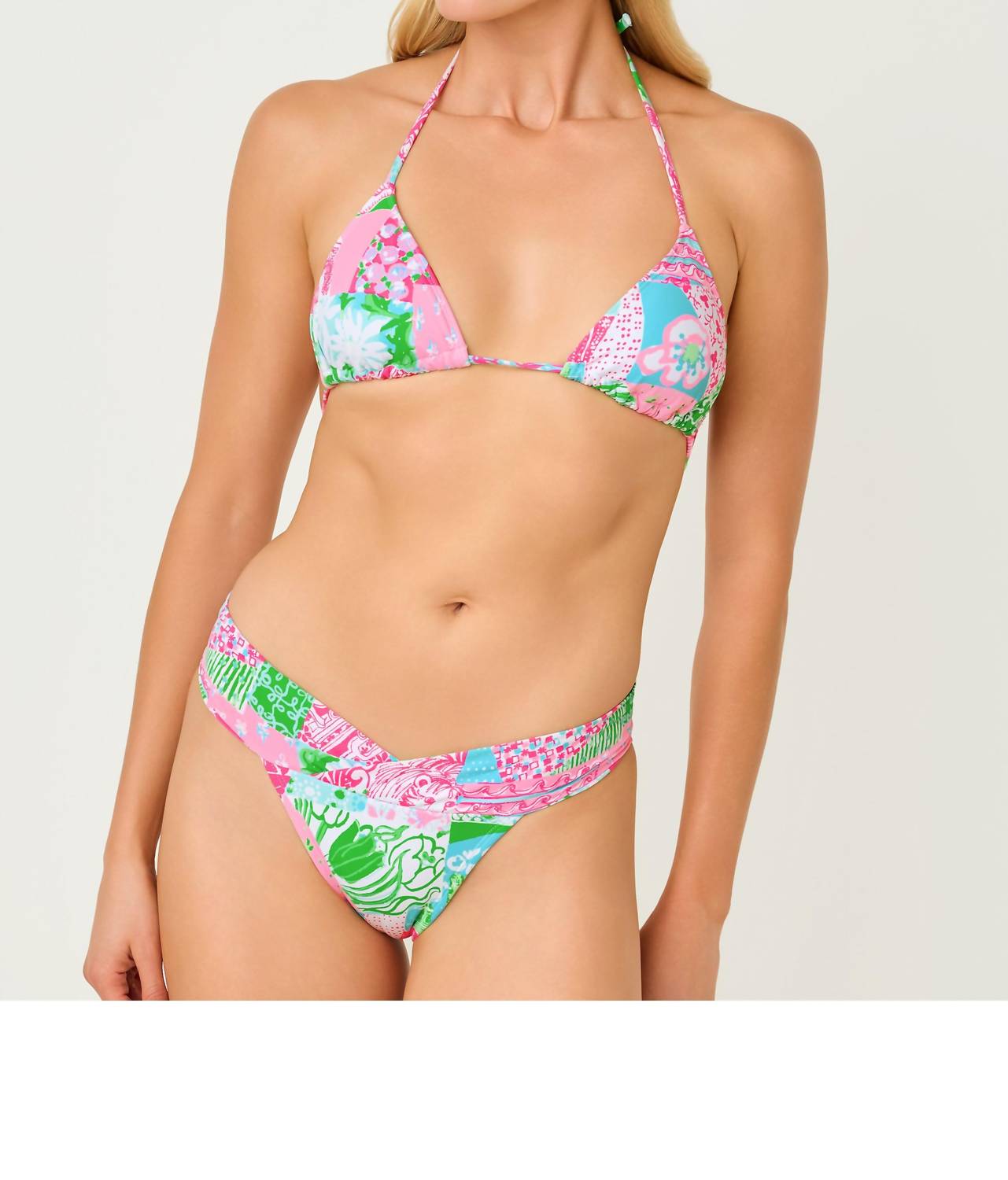 Lilly Pulitzer Trey Bikini Bottom in multi crazy quilt - women's swimwear