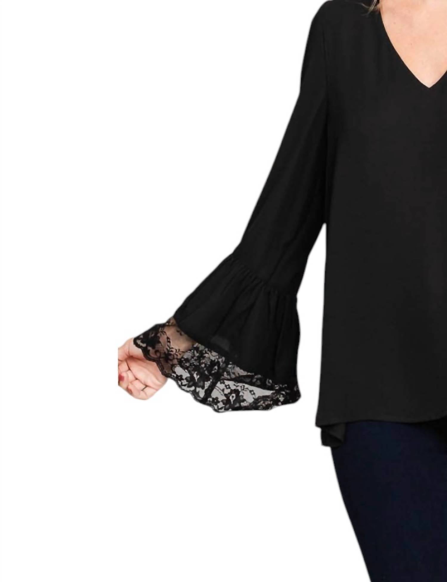 Cotton Bleu - Plus Size Soft Lace Sleeve Top