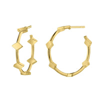 Gold & Honey - Women's Diamond Station Hoop Earrings