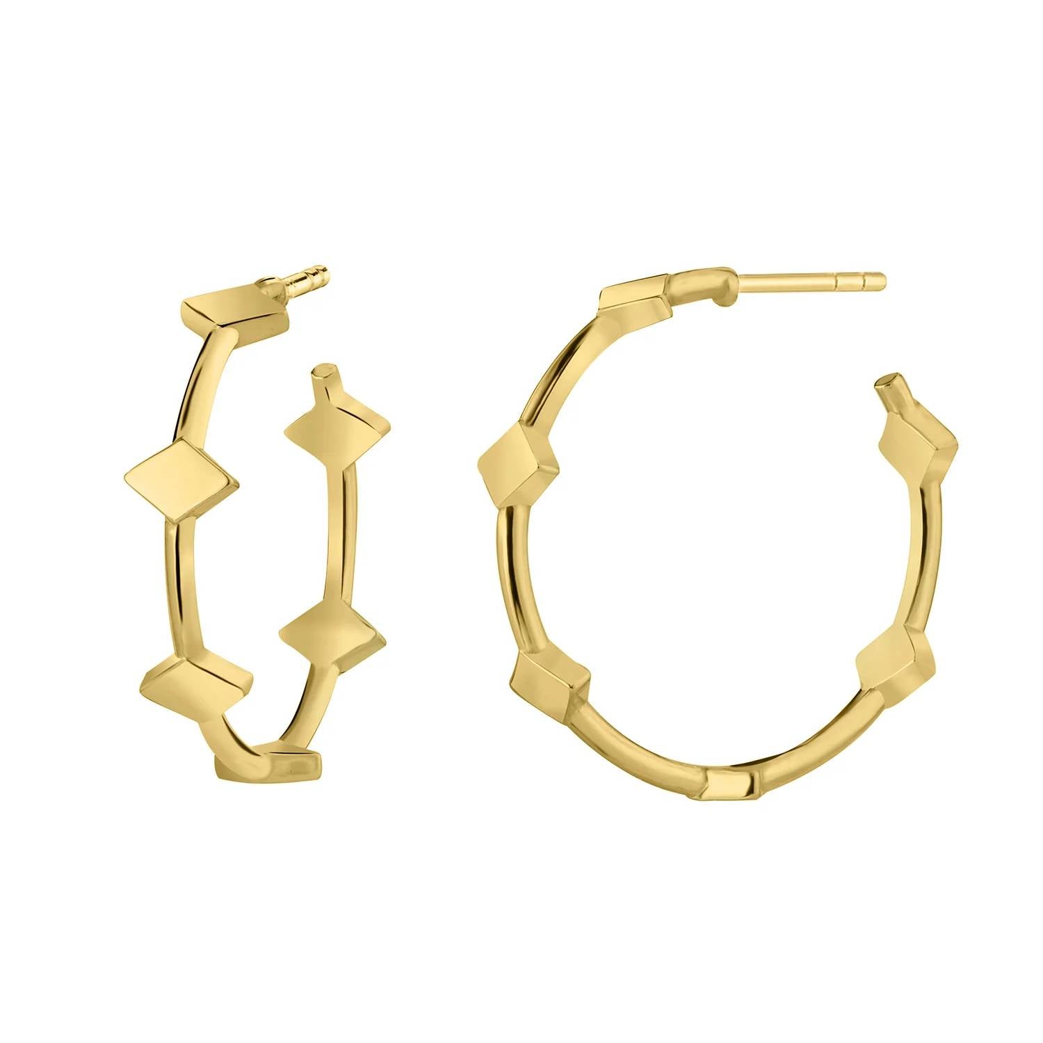 Gold & Honey - Women's Diamond Station Hoop Earrings
