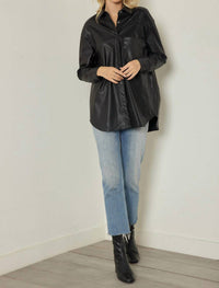Entro - Faux Leather Button Up Shirt