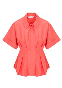 Rebecca Taylor Lena Shine Blouse in coral 1 - women's shirt - view 4