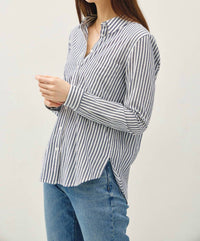 Be Cool - Striped Long Sleeve Collared Button-up Shirt