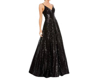 Mac Duggal - Sequin V-neck Ball Gown Dress