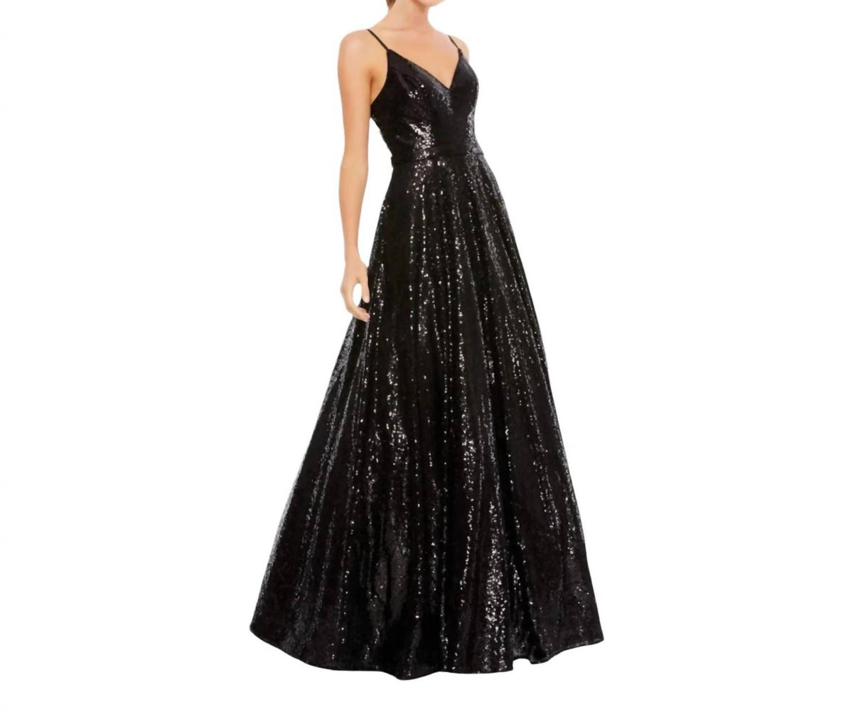 Mac Duggal - Sequin V-neck Ball Gown Dress