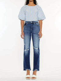 Kancan - Peach High Rise Slim Straight Leg Jeans