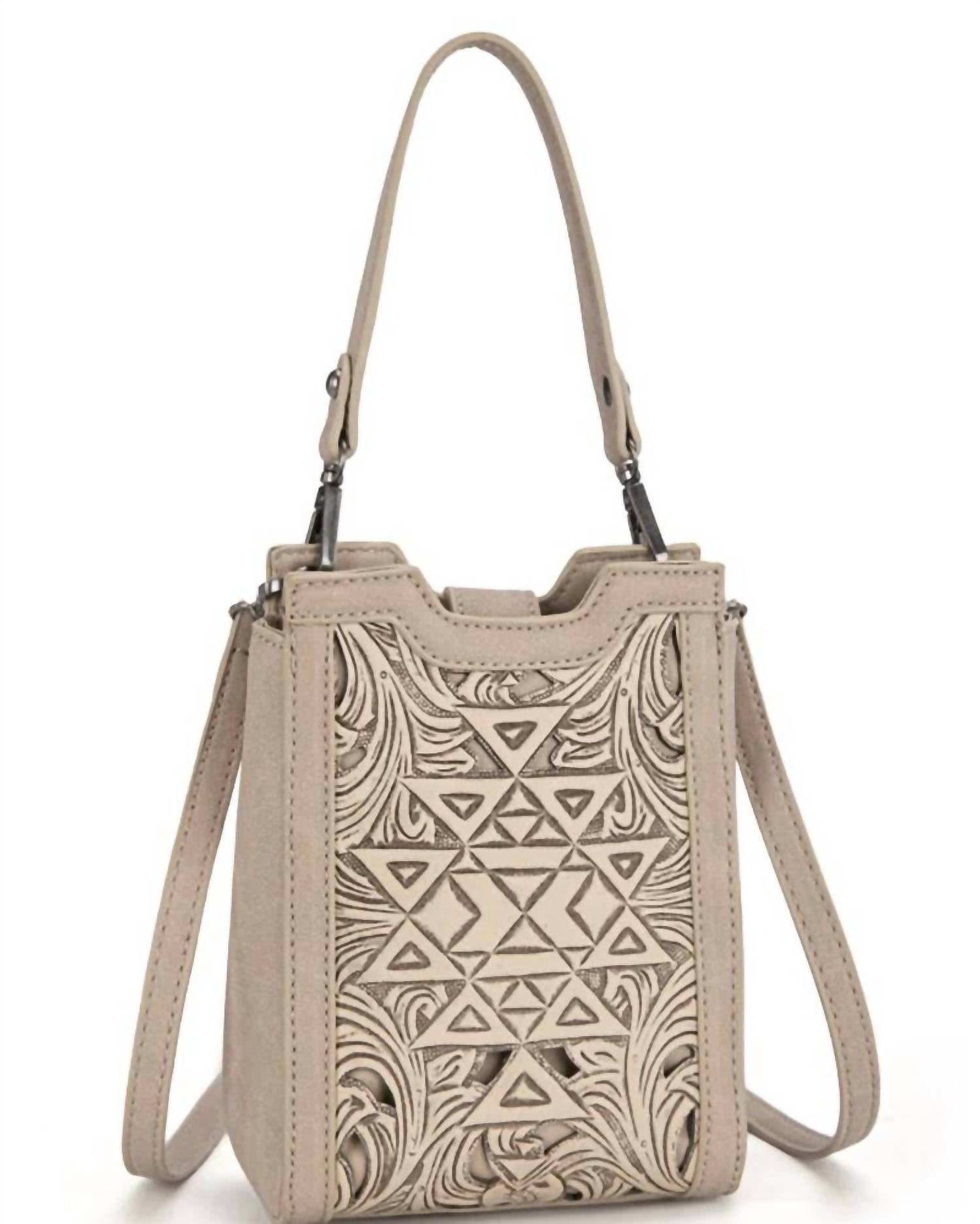 Trinity Ranch - Women's Floral Aztec Tooled Mini Tote