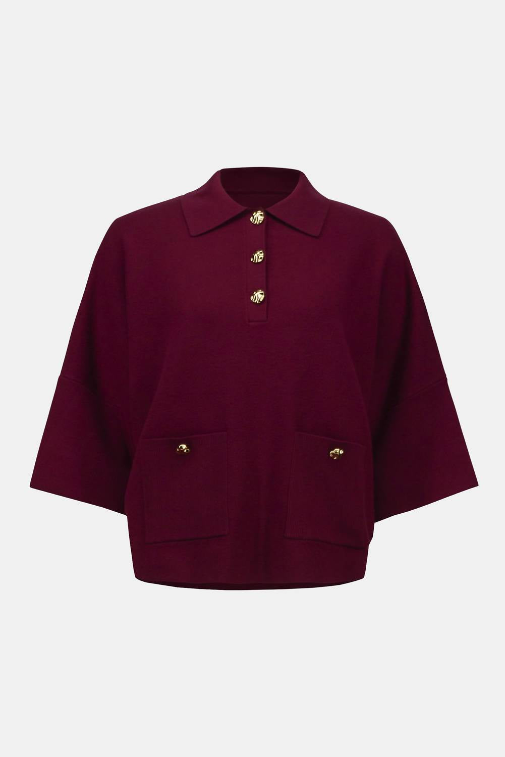 Joseph Ribkoff - Boxy Knit Pullover With Polo Collar