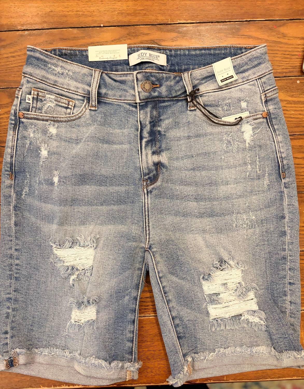 Judy Blue - Women's Feisty Mamacita Destroyed Bermuda Shorts