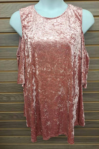 Janette Plus - Women's Velour Cold Shoulder One Top Button Back