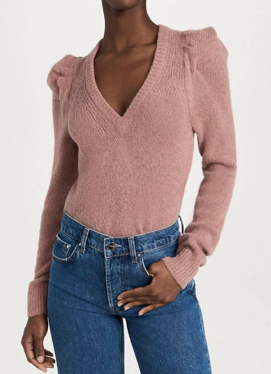 Nation Ltd - Lara Puff Shoulder V-neck Pullover